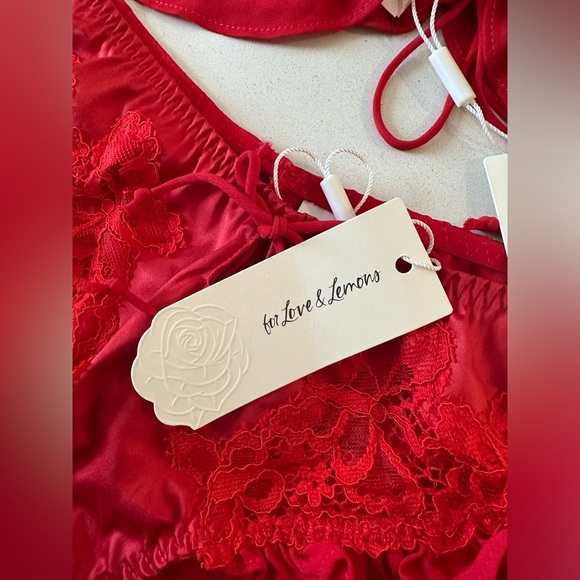 For love and lemons butterfly lace red lingerie set - Picture 8 of 13